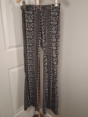 shosho Black and White Patterned Wide Leg Pants